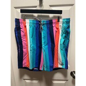 NEW Cabana Life | Swim Trunks Rainbow‎ Stripe Sz XXL UPF 50+